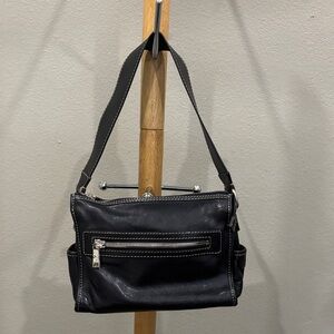 Michael Kors Black Shoulder Bag with Silver Zipper